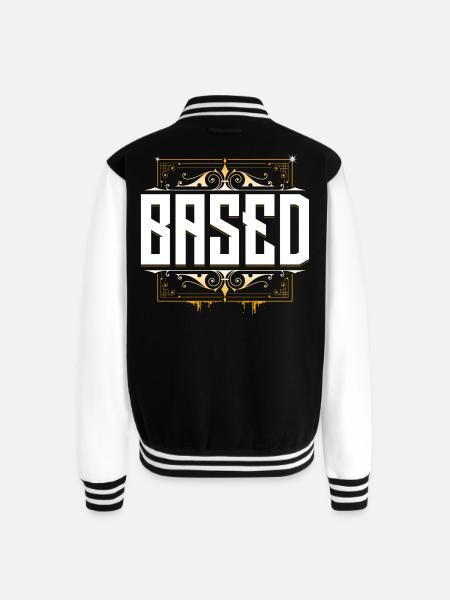 Based - KekW - Omegalul - Twitch - Unisex College Sweat Jacket - black/white
