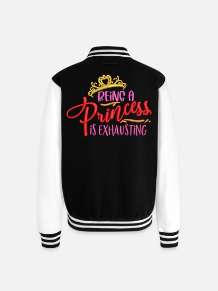 Princess Exhaustion Crown Embroidered Effect - Unisex College Sweat Jacket - black/white