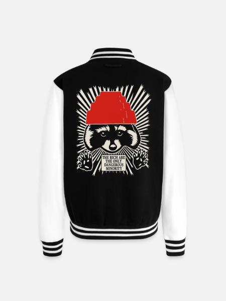 Raccoon DEVO Hat Poster – Bold Political Art Print - Unisex College Sweat Jacket - black/white