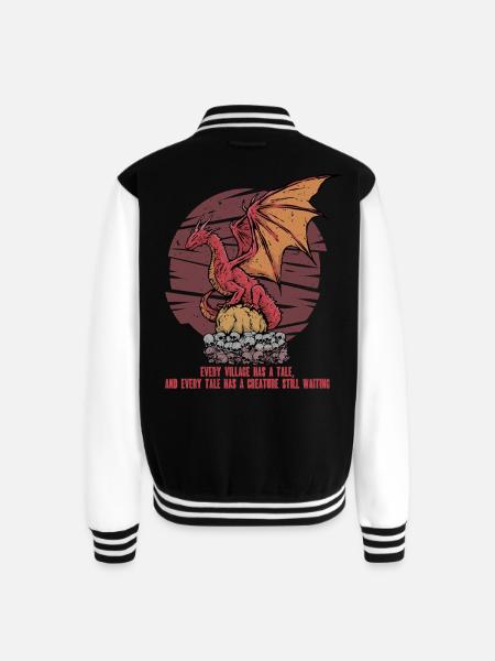 European Dragon Creature Mythological Creatures - Unisex College Sweat Jacket - black/white