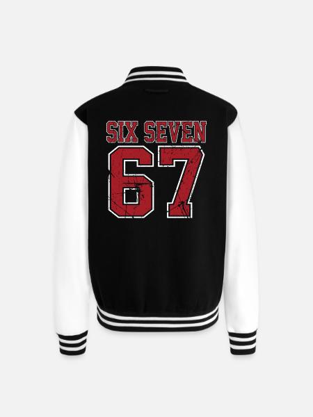 67 - Six Seven SixSeven 6-7 - Unisex College Sweat Jacket - black/white