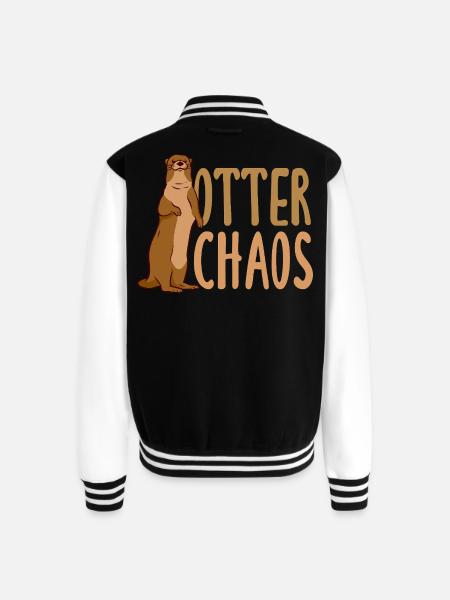 Pun Sea Otter Cartoon - Unisex College Sweat Jacket - black/white