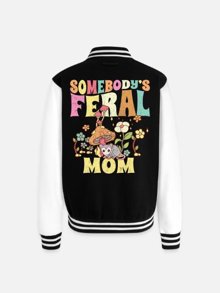 Somebody's Feral Mom - Unisex College Sweat Jacket - black/white
