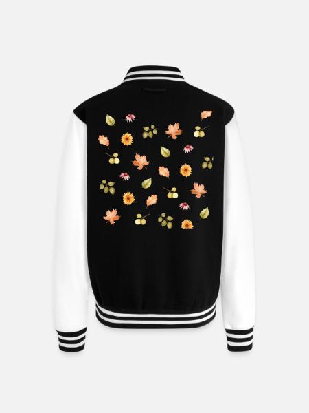 Autumn Meadow Floral Scatter - Unisex College Sweat Jacket - black/white