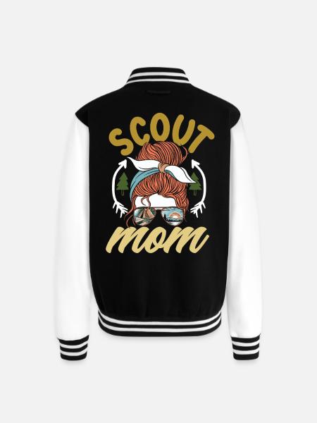 Messy Bun Scout Mom Scouting Mother - Unisex College Sweat Jacket - black/white
