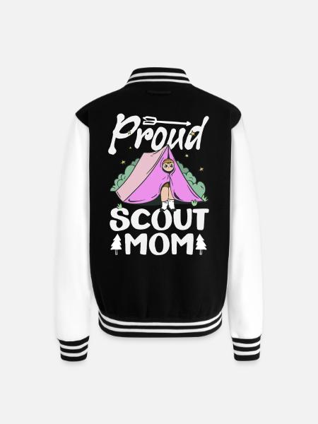 Proud Scout Mom Scouting Mother Camp - Unisex College Sweat Jacket - black/white