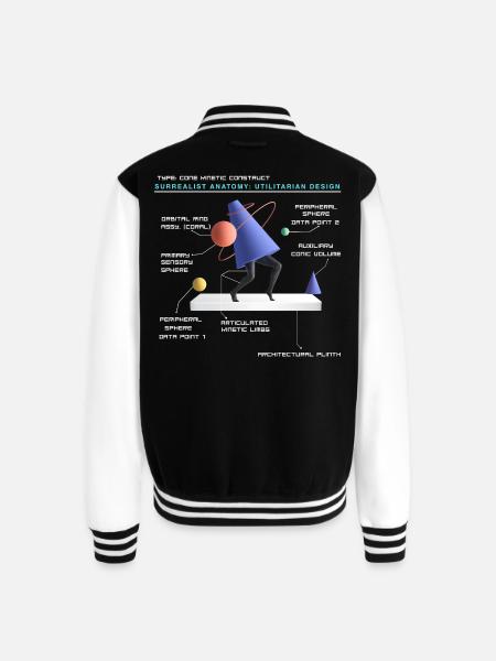 Retro Futuristic Cone Kinetic Construct T-shirt - Unisex College Sweat Jacket - black/white