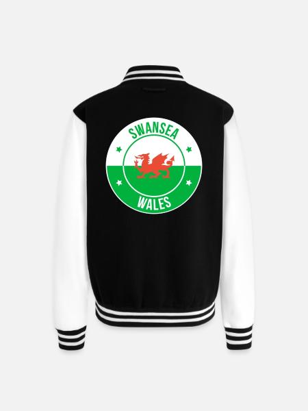 Dragon Crest Swansea Wales - Unisex College Sweat Jacket - black/white