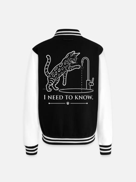 Curious Bengal Cat - Unisex College Sweat Jacket - black/white