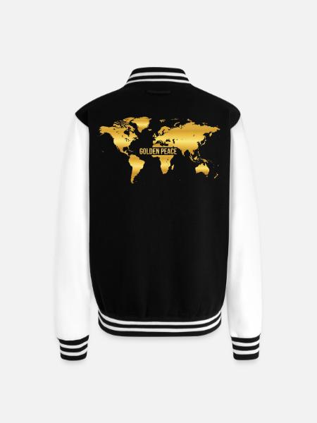 Golden Peace World Map - Unisex College Sweat Jacket - black/white