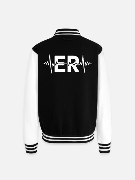 ER Pulse ECG Logo Tee - Unisex College Sweat Jacket - black/white