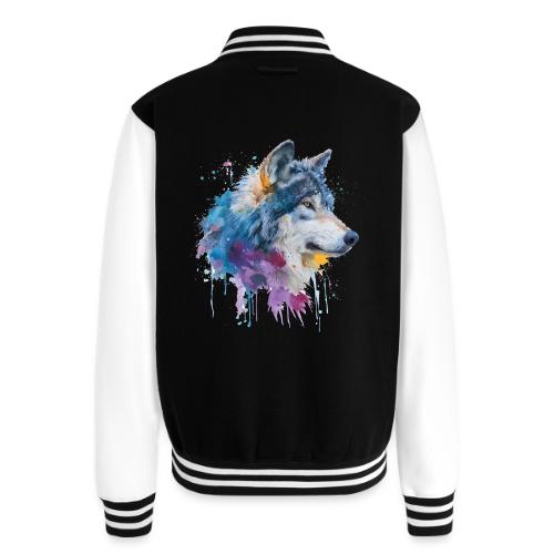 Splash-Art Wolf Head - Unisex College Sweat Jacket
