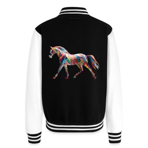 Colorful Abstract Horse Art Design - Unisex College Sweat Jacket