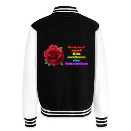 Thank You Educator: Pink and Rainbow Message - Unisex College Sweat Jacket