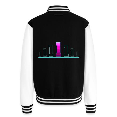 Number 1 in Magenta: Varsity Font - Unisex College Sweat Jacket