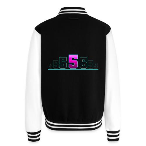 Number 5 in Magenta: Varsity Font - Unisex College Sweat Jacket