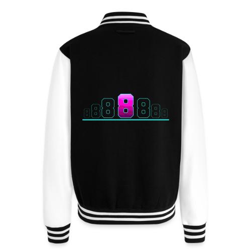 Number 8 in Magenta: Varsity Font - Unisex College Sweat Jacket