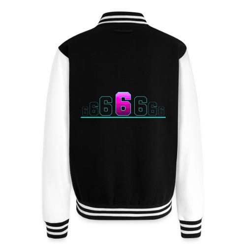 Number 6 in Magenta: Varsity Font - Unisex College Sweat Jacket