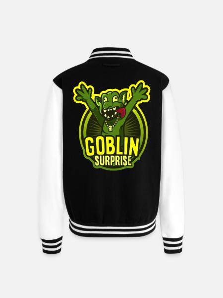 SURPRISED GOBLIN - Unisex College Sweat Jacket - black/white