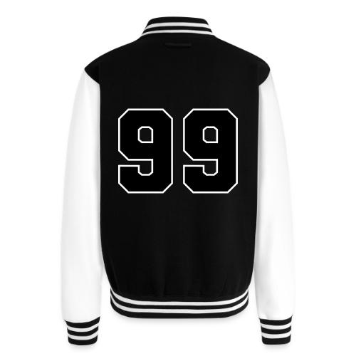 Varsity Number 99 Athletic Font - Unisex College Sweat Jacket