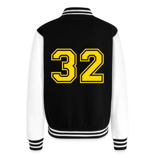 Number 32 in a classic athletic collegiate font - Unisex College Sweat Jacket