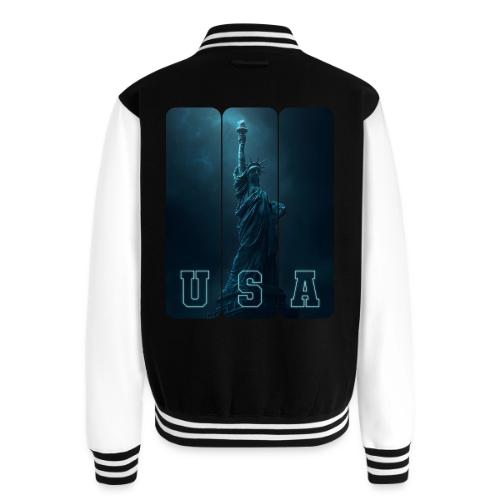Neon Liberty USA Triptych - Unisex College Sweat Jacket