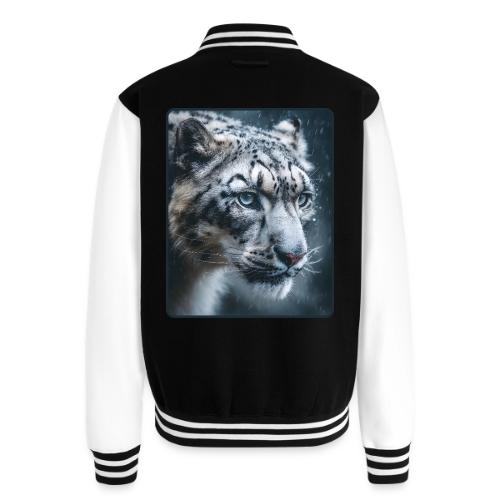 Snow Leopard Blue Eyes Design - Unisex College Sweat Jacket