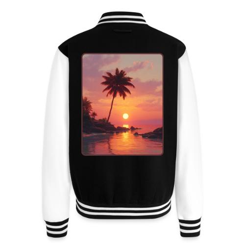 Tropical Beach Sunset Palm Design - Unisex College Sweat Jacket