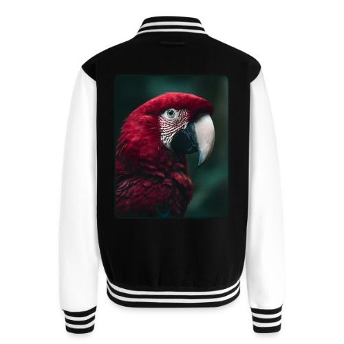 Red Green Macaw Bird Portrait Design - Unisex College Sweat Jacket
