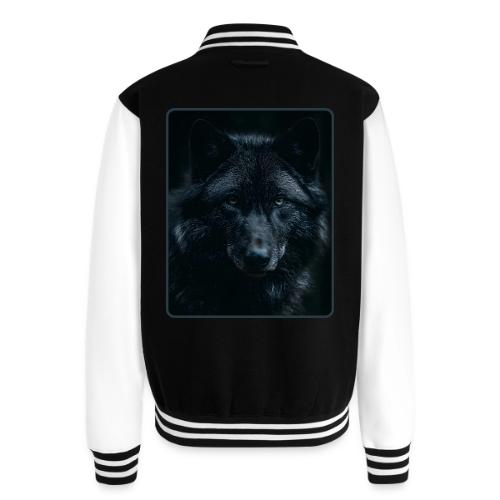 Black Wolf Intense Eyes Portrait Design - Unisex College Sweat Jacket
