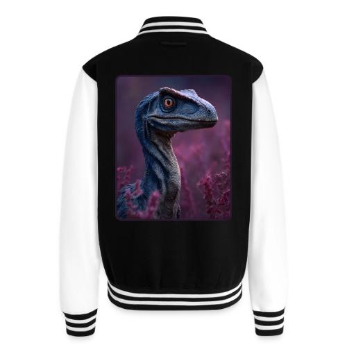Blue Velociraptor Portrait Design - Unisex College Sweat Jacket