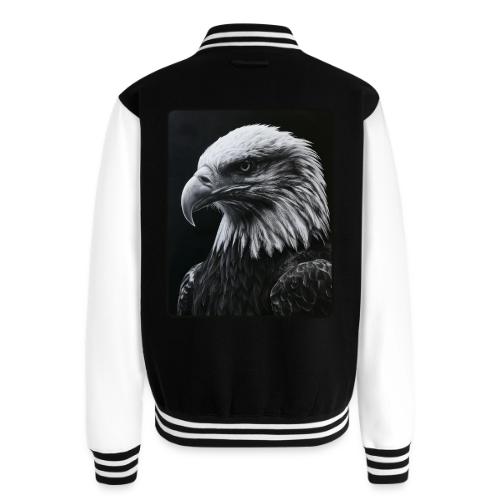Black White Bald Eagle Design - Unisex College Sweat Jacket