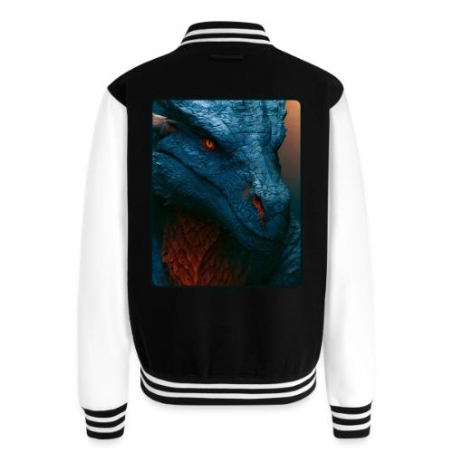 Turquoise Dragon Fire Eye Design - Unisex College Sweat Jacket