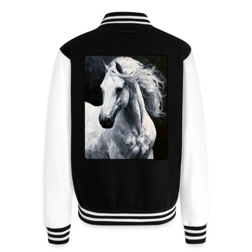 White Horse Oil Painting Design - Unisex College Sweat Jacket