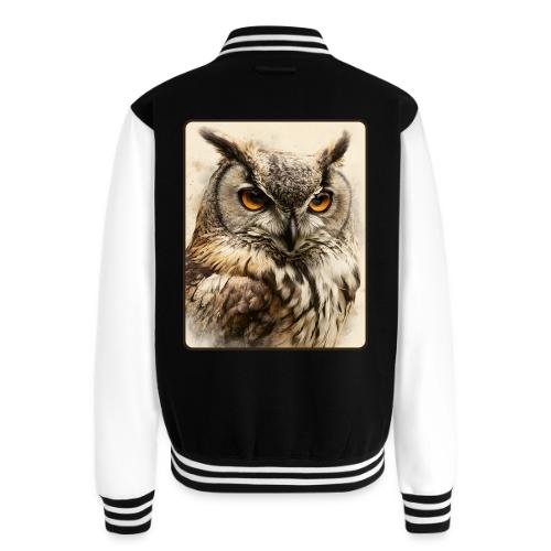 Great Horned Owl Watercolor Design - Unisex College Sweat Jacket