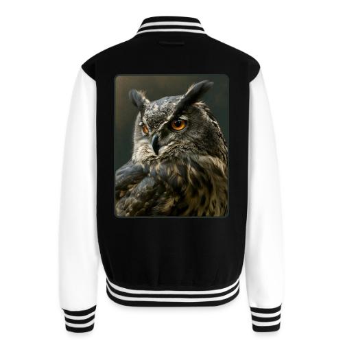Eurasian Eagle Owl Portrait Design - Unisex College Sweat Jacket