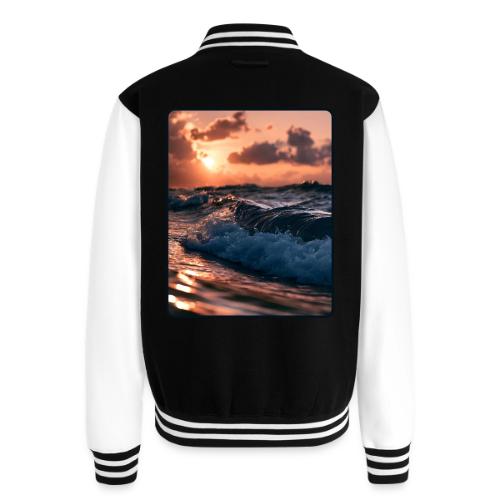 Golden Sunset Ocean Wave - Unisex College Sweat Jacket