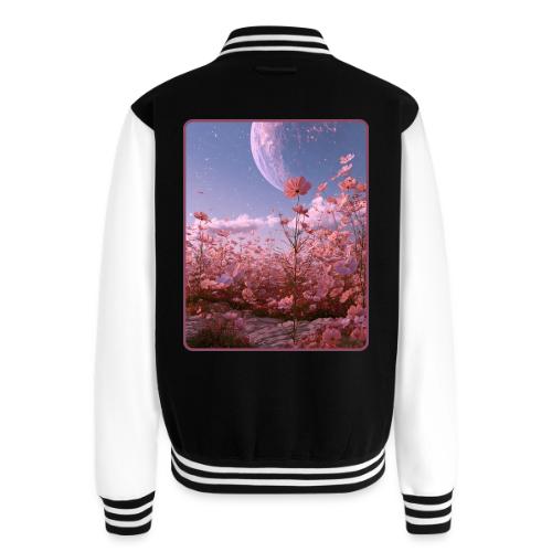 Cosmic Moon & Cosmos Flowers Art - Unisex College Sweat Jacket