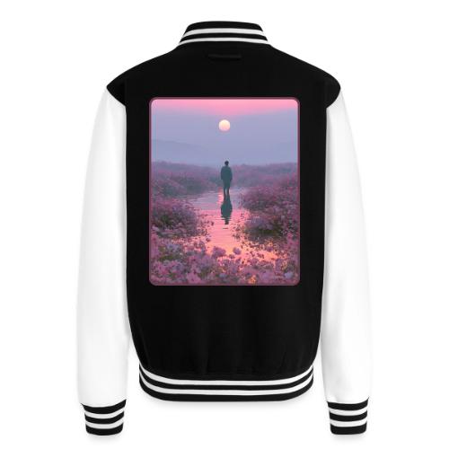 Ethereal Sunset Flower Field Art - Unisex College Sweat Jacket