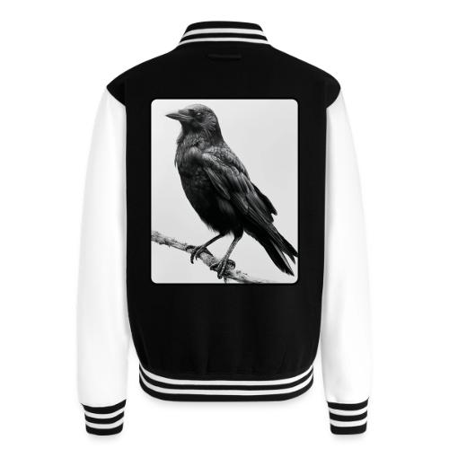 Raven Black and White Art Design - Unisex College Sweat Jacket