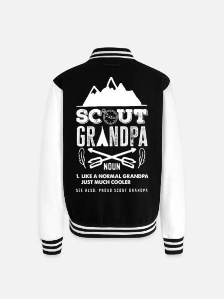 Proud Scout Grandpa Grandfather Scouting - Unisex College Sweat Jacket - black/white