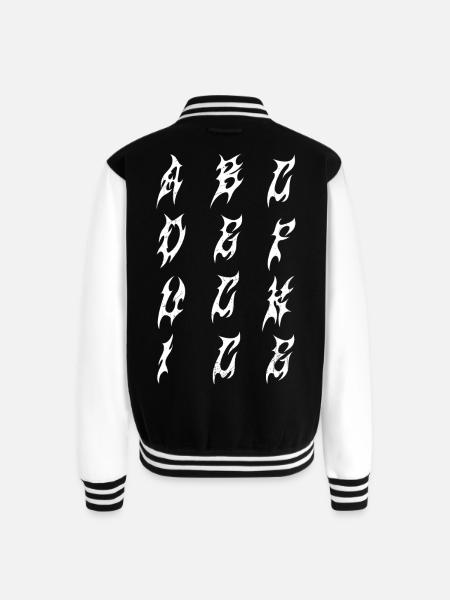 Flame Glyphs in Ink Columns - Unisex College Sweat Jacket - black/white