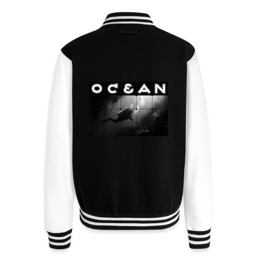 Ocean: Monochrome descent of a scuba diver - Unisex College Sweat Jacket