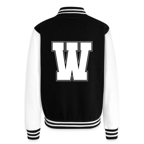 White Letter W – Varsity Alphabet Monogram - Unisex College Sweat Jacket