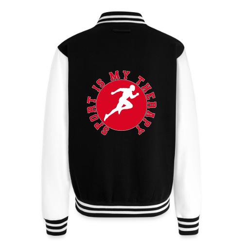 Sport Is My Therapy – Running Motivation Badge - Unisex College Sweat Jacket