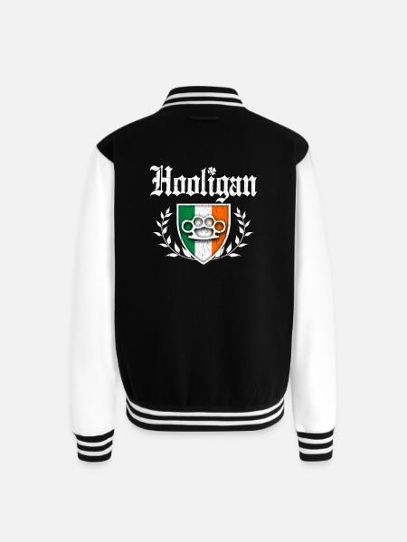 Irish Hooligan Crest vintage distressed look - Unisex College Sweat Jacket - black/white