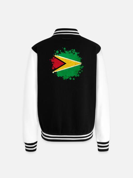Guyana flag blob - Unisex College Sweat Jacket - black/white