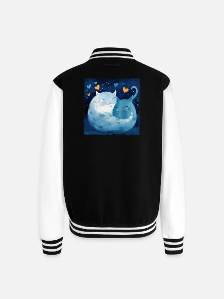 Cats Hug - Unisex College Sweat Jacket - black/white
