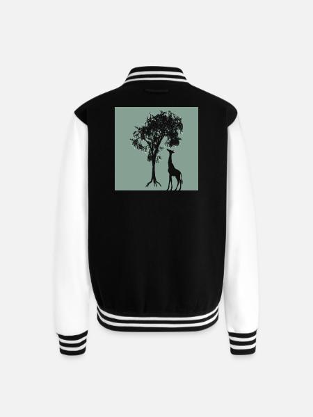 Giraffe Tree Silhouette Nature - Unisex College Sweat Jacket - black/white