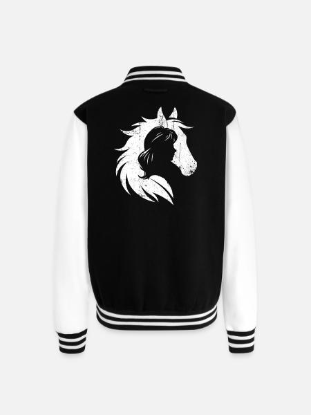 Silhouette Stallion Portrait - Unisex College Sweat Jacket - black/white